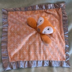 Cloud Island Target Fox Terry Cloth Security Blanket Satin Lovey Orange Gray 9"